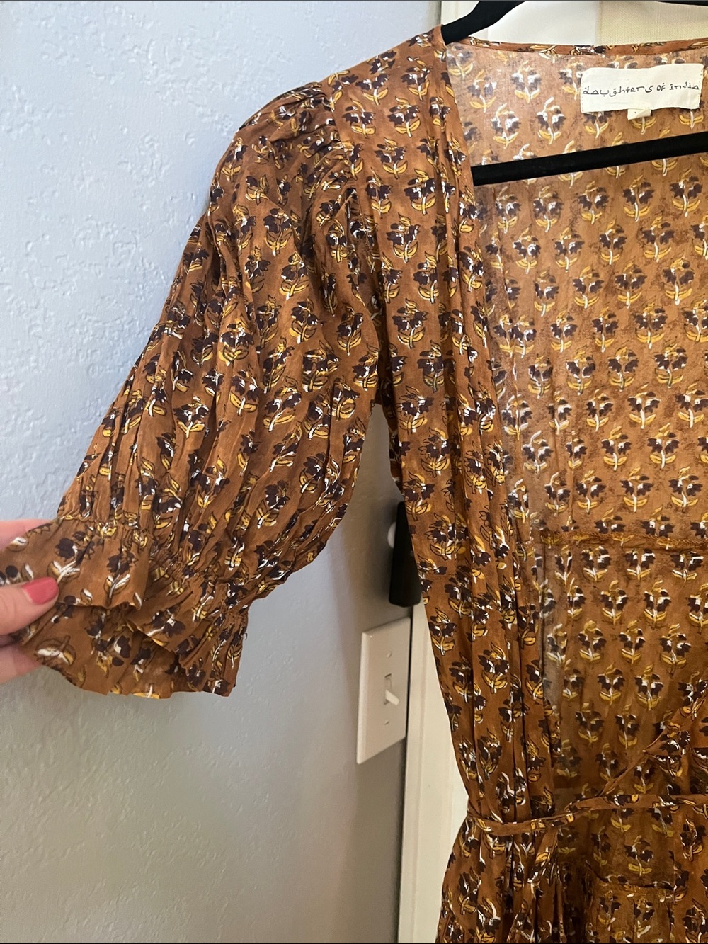 Boho Brown Floral Wrap Maxi Dress - Picture 5 of 7